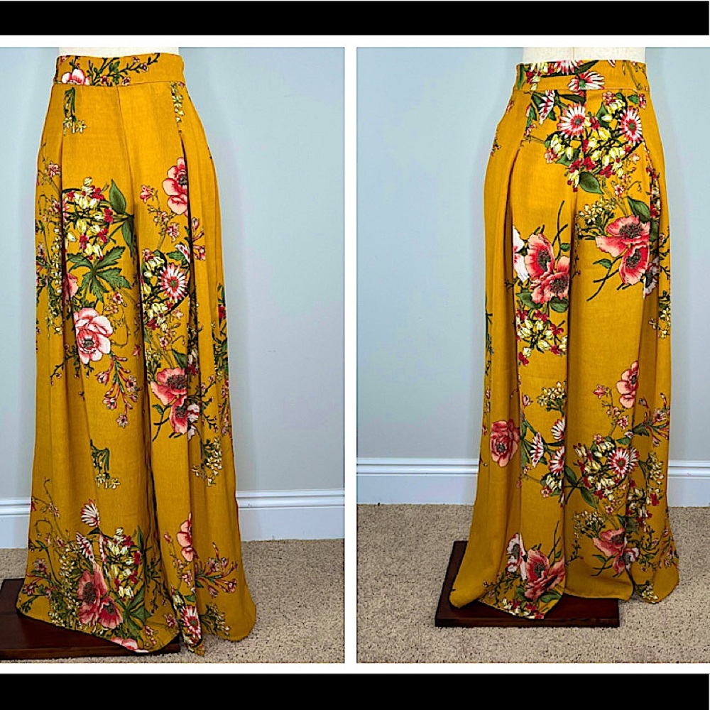 Jealous Tomato High Waisted Floral Maxi Wide Leg Pants.